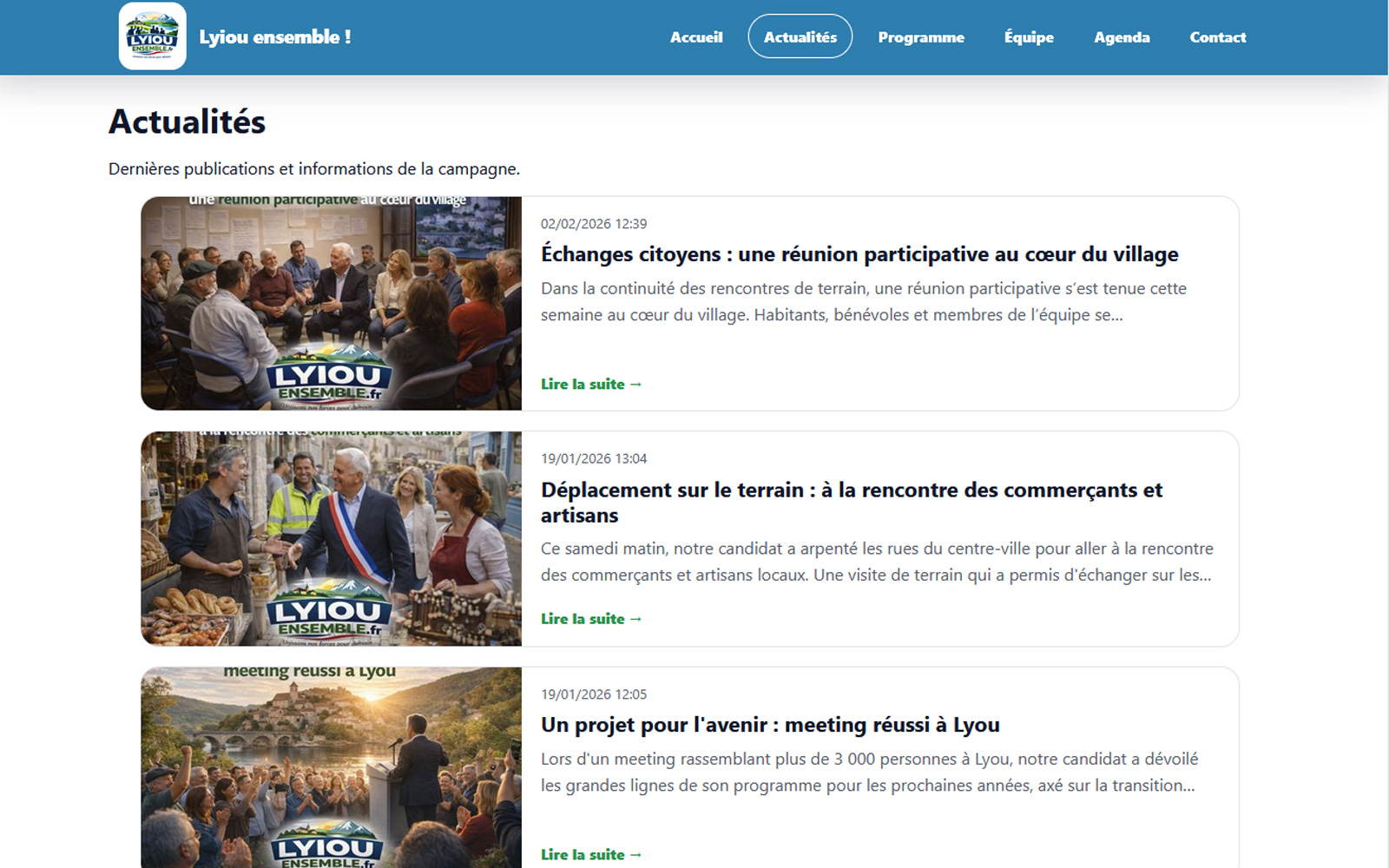 Actualités d’un site de mairie